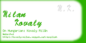 milan kovaly business card
